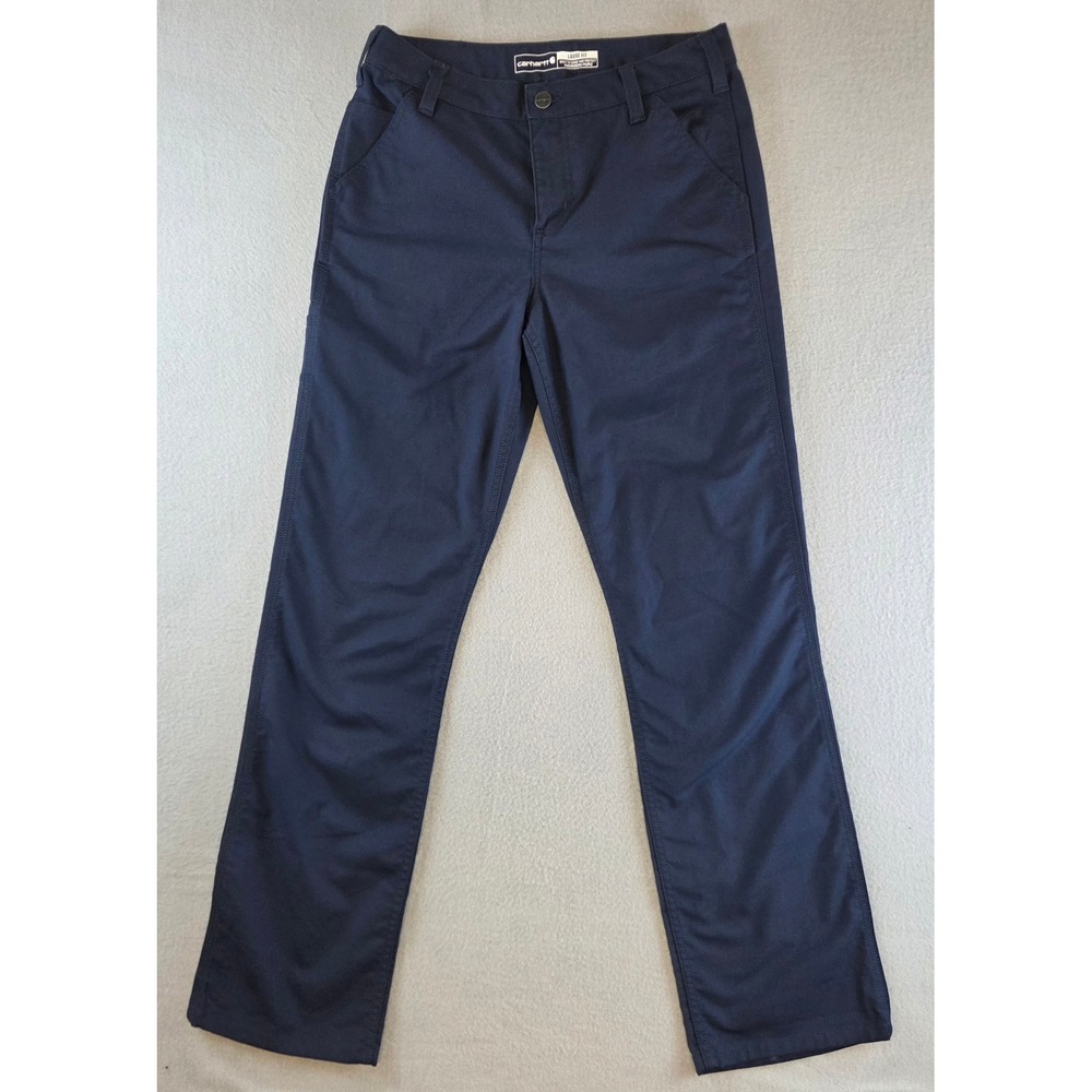 Carhartt Rugged Professional Loose Fit Flex Canvas Work Pants Navy Womens 4 Reg